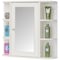 Basicwise White Wall Mounted Bathroom Storage Cabinet Organizer, Mirrored Vanity Medicine Chest w/Open Shelves QI003745 - alternate 1